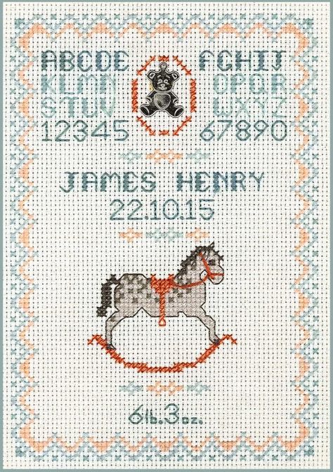 Cross Stitch Birth Sampler, Crossing Threads, Cross Stitch Uk, Birth Cross Stitch, Birth Announcement Cross, Birth Sampler, Baby Samples, Stitch Cards, Christian Cross Stitch