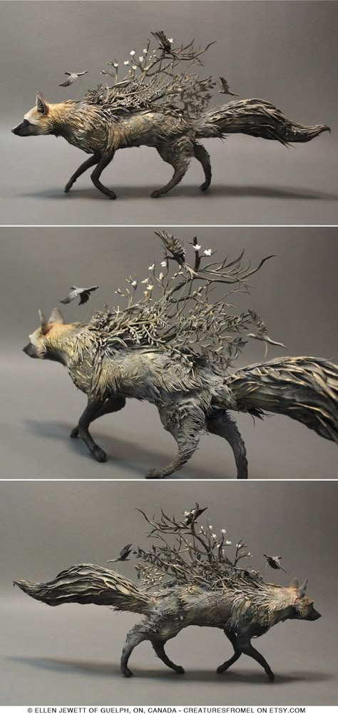 Clay And Metal Sculpture, Air Dry Clay Animals Sculpture, Cold Porcelain Sculpture, Air Dry Clay Sculpting Ideas, Air Dry Sculpture, House Florent, Fae Creatures, Ellen Jewett, Creature Reference