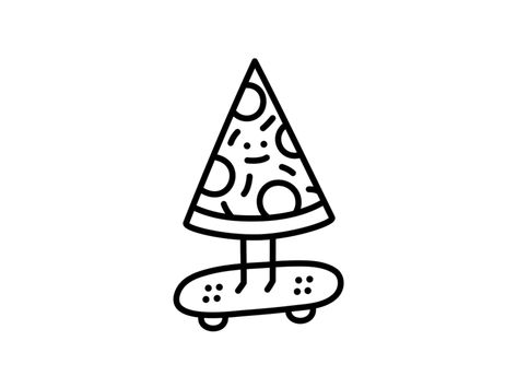 Skater Pizza - Ignorant Doodle by Ignorant Doodles Skateboard Doodle Art, Pizza Doodle Drawings, Cool Doodles Easy Simple, Small Pizza Tattoo, Skater Tattoos Ideas, Mini Things To Draw, Silly Doodles Funny, Very Simple Drawings, Cool Simple Drawings