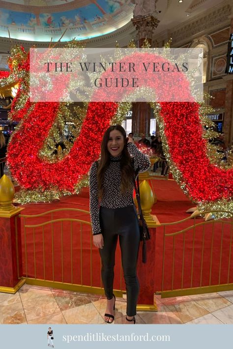 There’s much more to Vegas than pool season. Here’s everything you should do during the winter months in Las Vegas. Outfit For Las Vegas Winter, Vegas Casual Outfit Ideas, Las Vegas In The Winter, Las Vegas Work Trip Outfit, Vegas Outfits In December, Christmas In Vegas Outfits, Las Vegas December Outfit Ideas, What To Wear To Vegas In January, Winter In Las Vegas Outfit