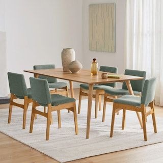 The Dinner Party Pro Bundle - Oak Dining Table For 6, Modern Dining Furniture, Mid Century Dining Table, Midcentury Modern Dining Table, Oak Dining Chairs, Walnut Dining Table, Mid Century Modern Dining, Oak Dining Table, Fabric Dining Chairs