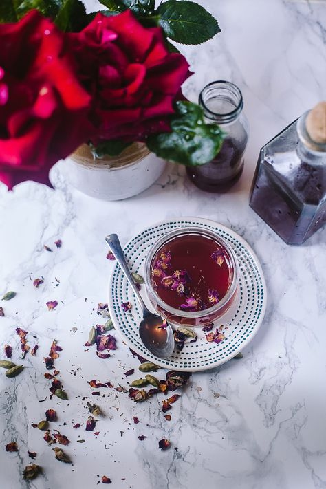 Rose Cardamom Syrup And Three Easy Ways To Use It Rose Syrup Recipe, Cardamom Syrup, Hibiscus Syrup, Thick Yogurt, Secret Menu Items, Rosé Summer, Flavored Syrup, Dried Rose Petals, Syrup Recipe