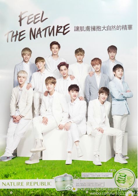 Kris,Chanyeol,Tao,Lay,Chen,Kai,Luhan,Xiumin, Sehun,Baekhyun,Do,Suho ♡ Exo Nature Republic, Exo Group Photo, Exo Showtime, Exo Group, Exo L, Exo Ot12, Nature Republic, Lu Han, Exo Members