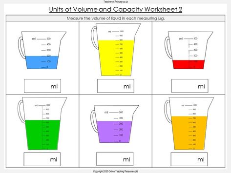 Math Classroom Posters, Volume Math, Math Addition Worksheets, Measurement Activities, Mathematics Worksheets, Math Interactive, Math Measurement, Math Materials, Math Interactive Notebook