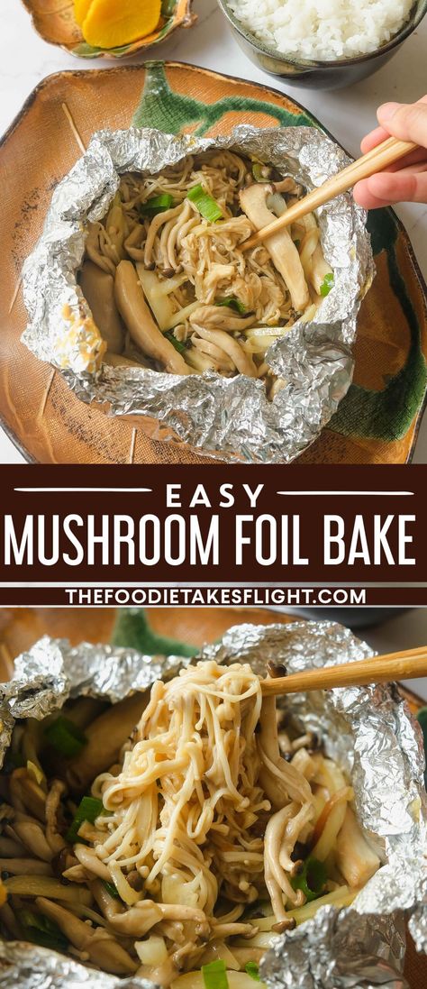 Mixed Mushroom Foil Bake Foil Bake, Baked Mushrooms, Miso Paste, True Food, Asian Inspired Recipes, Vegan Condiments, Mushroom Recipes, Delicious Vegan Recipes, Vegan Recipes Healthy