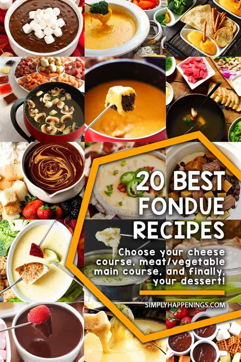 Fondu Board, Fun Fondue Ideas, Types Of Fondue, Nye Fondue Party, Vegetarian Fondue Recipes, Dessert Fondue Charcuterie Board, Fondue Platter Ideas, Best Fondue Recipes Cheese, Fondue For Meat