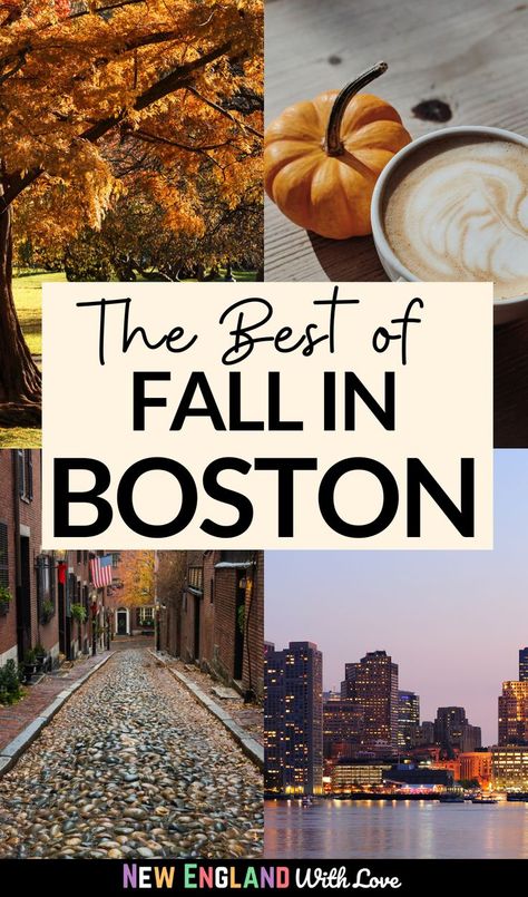 fall image collage behind text that reads: the best of fall in boston Fall In Boston, 30 Bucket List, Boston Massachusetts Fall, Boston Massachusetts Travel, Boston In The Fall, Boston Fall, Rhode Island Vacation, Boston Activities, Canada Cruise