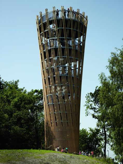 Juberg Tower by Birk Heilmeyer & Frenzel Architekten Watchtower Architecture, Watch Tower Architecture, Timber Tower, Architectural Review, Lattice Structure, Observation Tower, Timber Battens, Lookout Tower, North Rhine Westphalia