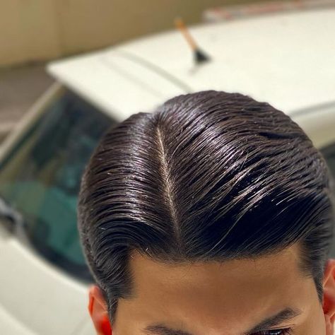 Pushed Back Hair Men, Male Pattern Baldness Hairstyles, Old School Haircuts, Slicked Hairstyles, Seussical Costumes, Slick Back Haircut, Slick Hair, Male Hair, Male Pattern Baldness