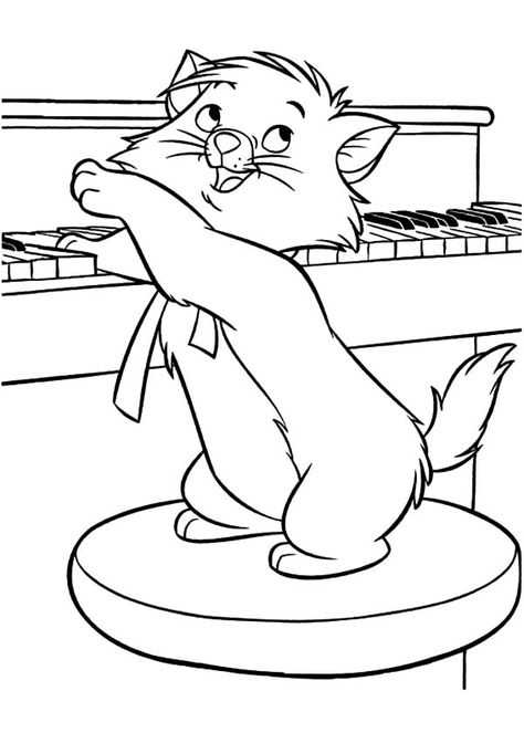 Music Coloring Sheets, Disney Colouring Pages, Disney Aristocats, Cat Printable, Disney Cats, The Aristocats, Music Coloring, Colouring Printables, Disney Colors