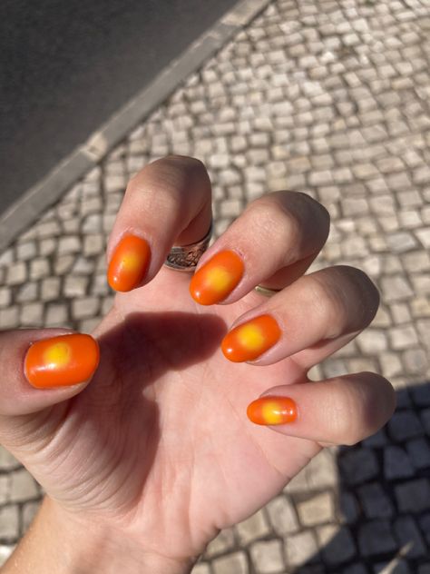 Aura Nails Orange, Nails Orange And Yellow, Aura Nails, Nails Orange, Orange And Yellow, Aura, Orange, Nails, Yellow