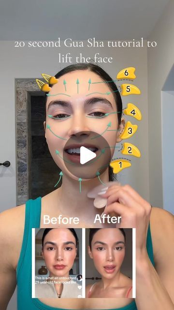 Miranda Wilson MSN-FNP on Instagram: "20 second GuaSha face lift tutorial‼️ . . . I decided to commit to doing this routine for 7 days straight! When I compared videos I made of myself before the 7 days, I was shocked with how slim and lifted my face looked.  . . . I’m convinced guasha can really help slim and lift your face however you HAVE to be consistent! These results aren’t permanent but if youre looking for a minor fix, this will definitely help  . . . #guashatherapy #guashafacelift #antiagingtips" How To Slim Your Face, Face Routine, Face Yoga Exercises, Facial Exercises, Anti Aging Tips, Face Yoga, Natural Face, Gua Sha, Face Skin Care