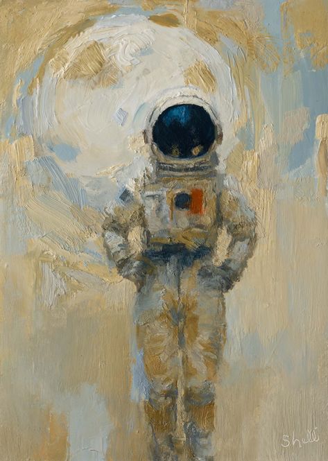 https://oustcat.com/paintings/astronaut-with-moon Painting Astronaut, Astronaut Painting, Moon Oil, Astronaut Drawing, Painting Words, Downtown Denver, Golden Triangle, Painting Process, Denver Co