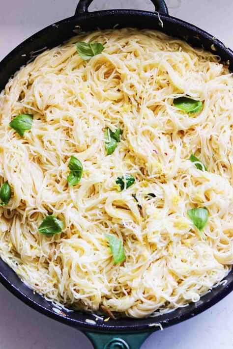 Capellini Pasta, Cheesy Orzo, Lemon Pasta Recipes, Creamy Pesto Pasta, Garlic Spaghetti, Vodka Pasta, Creamy Pesto, Feta Pasta, Angel Hair Pasta