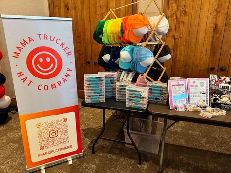 Pics of last night’s hat bar set up 🧢 #mamatrucker #truckerhats #truckerstyle #hatbar #patches #patchescustom #style #smalltown #smalltownusa #smallbusinessowner #hats #caps #hatchain #accessories #shopsmall #smallbusiness #shoplocal #homegrown #womanowned #hatbar #truckerhatbar #truckerhatinspo Trucker Hat Bar Vendor Set Up, Hat Bar Set Up, Craft Stall Display, Shop Small Business Quotes, Stall Display, Hat Bar, Small Towns Usa, Craft Stalls, Bar Displays