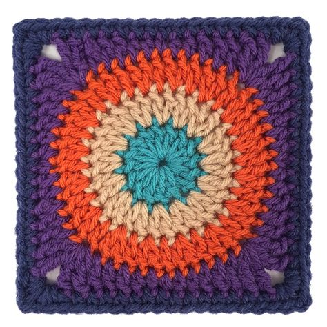 Carolyn Christmas Designs: Circle Dance 2", 4", 6", 8", 10" and 12" square patterns Circles In Squares Crochet Blanket, Circle Square Crochet, Crochet Circle Square Pattern, Circle In A Square Crochet, Circle To Square Crochet, Circle Granny Square Pattern, Granny Crochet Pattern, Circle Granny Square, Circle Dance