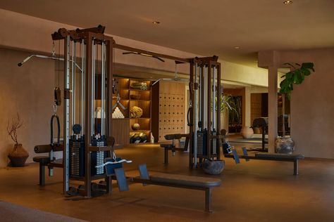 Custom Gym Design for Members Club Oxygen Chamber, Private Members Club, Hot Pilates, Luxury Wellness, Luxury Hospitality, Boutique Spa, Members Club, Wellness Club, Concrete Bench