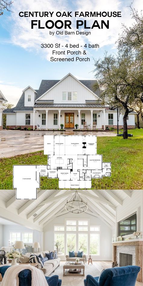 One Story Farmhouse Plans Open Floor Cathedral Ceilings, House Plans For Farmhouse, House Plans Screened In Porch, Open Concept Colonial Floor Plan, Big Front Porch House Plans, Country Style Floor Plans, Rancher Floor Plans Open Concept, Open Concept Vaulted Ceiling Layout, Farmhouse Big Porch