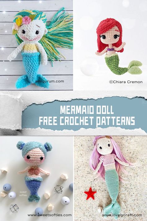 #freecrochetpatterns #crochetmermaid Mermaid dolls are a beloved crochet project for many crafters. With their beautiful tails and flowing hair, they make great gifts for children and adults alike Mermaid Crochet Pattern Free, Little Mermaid Crochet, Baby Mermaid Crochet, Mermaid Crochet Pattern, Crochet Mermaid Tail, Mermaid Toys, Baby Doll Pattern, Crochet Mermaid, Flowing Hair