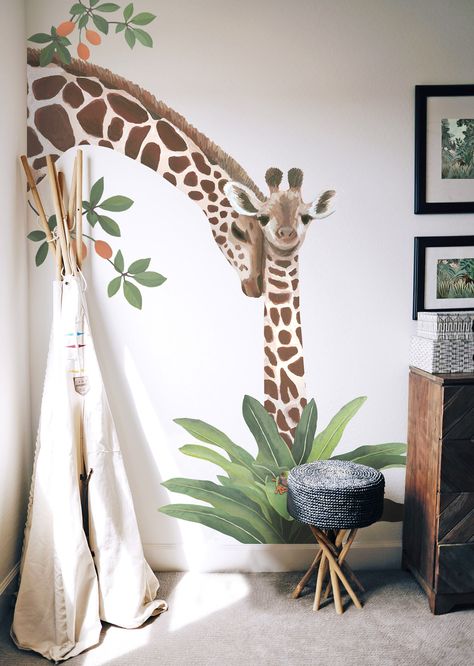 Our safari animal wall stickers will quickly transform your little one's space into a magical scene! Perfect for safari or jungle themed nurseries - simply peel from the backing sheet and apply in minutes. The full set contains a giraffe and her little one, a baby zebra with a little bird on its back, a baby jaguar sitting on a branch and two squirrel monkeys on a vine. Look closely in the foliage and you'll see a brightly coloured frog, a lovebird and a tiny mouse lemur! All of the animals are Mouse Lemur, Jungle Baby Room, Jungle Theme Rooms, Animal Wall Stickers, Safari Bedroom, Baby Jaguar, Jungle Themed Nursery, Jungle Theme Nursery, Animal Nursery Theme