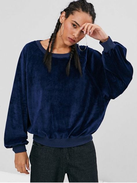 Soft Velvet Oversized Sweatshirt - DEEP BLUE L Unisex Looks, Samos, Essential Bag, Cotton Crochet, Oversized Sweatshirt, Soft Velvet, Tee Shop, Cotton Poplin, Deep Blue