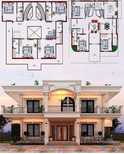 Amazing Architect on Instagram: “What do you think about this design? Rate out of 1-10!!😍😍 Follow: @amazingarchitectplan for more 📌 Turn Notification to Get Daily…” Neoclassical Architecture House, Two Story House Design, House Outer Design, Dm Design, Classic House Exterior, Small House Elevation Design, Classic House Design, House Design Pictures, Traditional Look