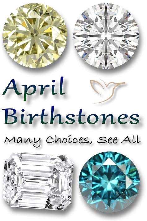 Long thought of as a pricey white gemstone for engagement rings, diamond - the April birthstone - comes with a host of color and size options that can be used in every type of jewelry and worn every day without worry. Not only that, there are many suitable secondary birthstones to choose from. #april #aprilbirthstone #birthstone #article #guide #birthstoneguide #birthstonearticle #aprilstone #aprilgemstones Birthday Stones Birthstones, April Birth Stone, April Gemstone, Birthstones Meanings, April Stone, Month Gemstones, Birth Colors, Birthstones By Month, Month Of April