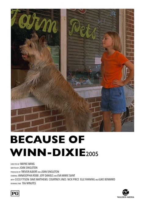 Because Of Winn Dixie, Dog Movies, Winn Dixie, Film Posters Vintage, Childhood Movies, Movie Poster Wall, Alternative Movie Posters, Good Movies To Watch, About Time Movie