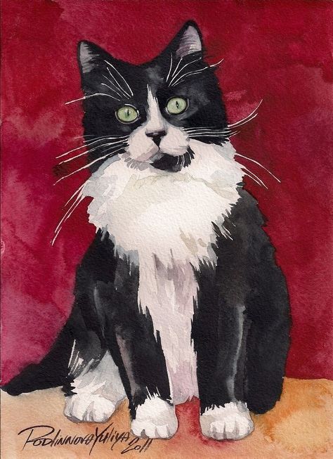 Black And White Cat Drawing, Watercolour Cats, 2d Cafe, Kitten Black, Cat Greeting Cards, Tuxedo Cats, Cat Art Illustration, Cat Sketch, Black And White Cat