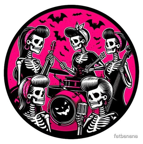 Rockabilly Halloween. Another new design on the FULL RANGE of products and clothing options #Rockabilly #vintage #retro #pinup #pinupstyle #rockabillygirl #Rockabillystyle #band #music #tshirt #skeleton #tshirtdesign fashion #1950s #pinup #band #music #halloween #design #goth #gothabilly #50s style #tshirtprinting Rockabilly Halloween, Skeleton Girl, 1950s Pinup, Music Tshirt, Back To School Art, Rockabilly Girl, Retro Pinup, Fashion 1950s, 50s Style