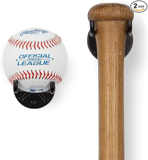 Amazon.com : Wallniture Sporta Baseball Holder, Baseball Bat Wall Mount Display Stand for Man Cave Decor, Sports Memorabilia Ball Storage Rack Set of 2 Black : Sports & Outdoors Baseball Bat Wall Mount, Baseball Bat Holder, Baseball Bat Rack, Baseball Bat Display, Bat Display, Baseball Holder, Memorabilia Display, Baseball Accessories, Baseball Display