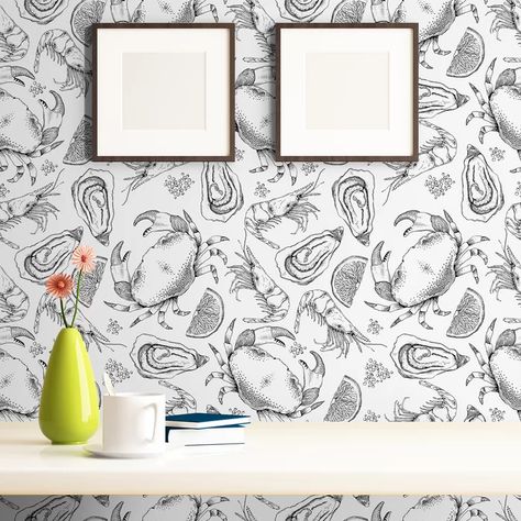 Rosecliff Heights Joshua Fish Nautical Removable Peel and Stick Wallpaper Panel | Wayfair Stone Crab, Brick Wallpaper Roll, Wallpaper Panel, Paintable Wallpaper, Futon Covers, Brick Wallpaper, Peel Stick Wallpaper, Black Panels, Wallpaper Design