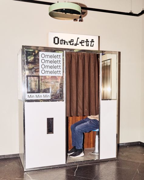 Name: Omelett Designer: Bedow Release Date: September 2018 Back story: When Stockholm design studio Bedow was tasked with creating the name and visual identity for a photo booth company, it gave it quite an unexpected name, Omelett. Founded by two local photographers who bought an old analog photo booth and rented it Vending Machine, Photo Booth, Branding, White, Design