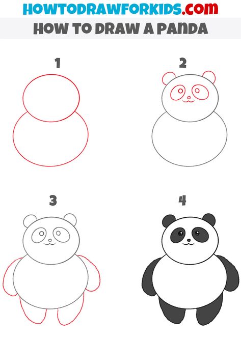 Step By Step Panda Drawing, How To Draw For Kindergarten, Easy Drawings For Kindergarten, Simple Zoo Animal Drawings, Easy To Draw Animals Step By Step, Step By Step Drawing For Kindergarten, Zoo Animal Drawings Easy, Easy Pictures To Draw For Kids, Panda Drawing Easy Step By Step