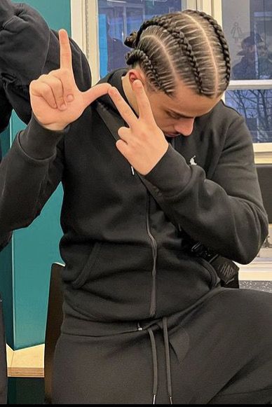 White Guy Braids Men Hairstyles, White Boy With Braids, Central Cee Braids, White Men Braids, White Boy Braids, White Cornrows, White Guy With Braids, Two Braids Men, Long Hair Inspiration