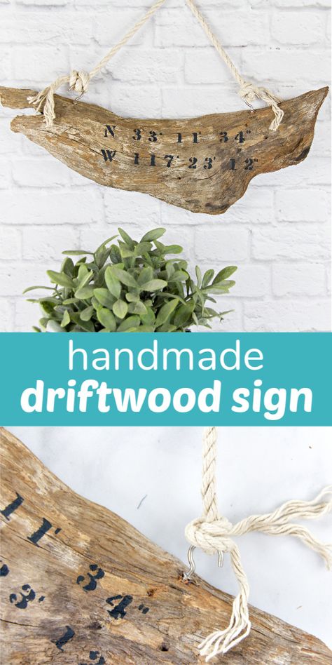 Large Driftwood Projects, Rustic Driftwood Decor, How To Make Driftwood Diy, Driftwood Signs Diy, Large Driftwood Wall Art, Large Driftwood Ideas, Crafts With Driftwood, Driftwood Crafts Diy, Martha Stewart Stencils