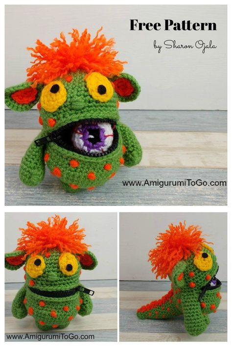 Crochet Eyelash Yarn Pattern, Crochet Mini Monster Free Pattern, Crochet Worry Monster Free Pattern, Free Monster Crochet Patterns, Crochet Yip Yip Free Pattern, Weird Crochet Patterns Free, Crochet Monster Pattern Free, Eyeball Crochet, Weird Crochet Patterns