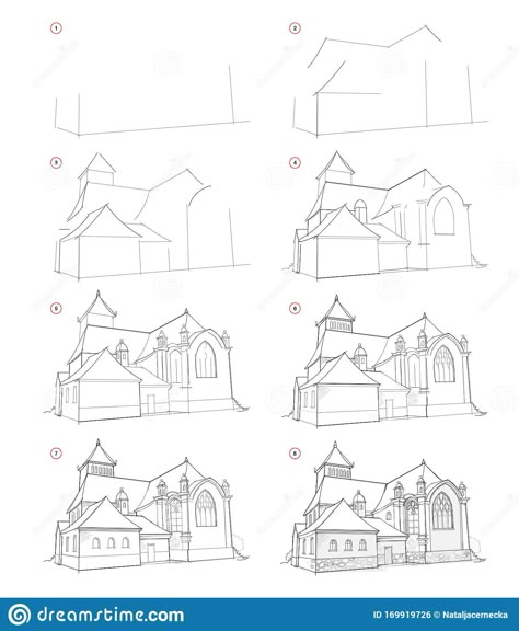 How To Draw Architecture, Pencil Sketches Architecture, How To Draw Buildings, House Drawing Step By Step, Creation Drawing, Step By Step Sketches, Draw Step By Step, Architecture Drawing Sketchbooks, Graphic Tablet