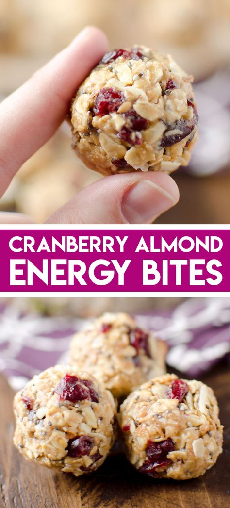 Vegan Healthy Snacks, Almond Energy Bites, Cranberry Almond Energy Bites, بذور الشيا, Healthy Snacks To Buy, Energy Bites Recipes, Protein Packed Snacks, Cranberry Almond, Protein Bites