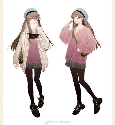 Winter Outfits Anime, Anime Winter Clothes, Winter Girls, Drawing Clothes, Cute Anime Pics, Fantasy Clothing, Modern Outfits, Anime Inspired, Character Outfits