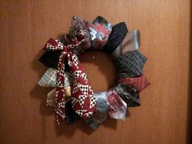 Neck Tie Projects, Neck Tie Crafts, Tie Wreath, Necktie Quilts, Necktie Projects, Tie Projects, Craft Wreath, Necktie Crafts, Christmas Wreath Craft