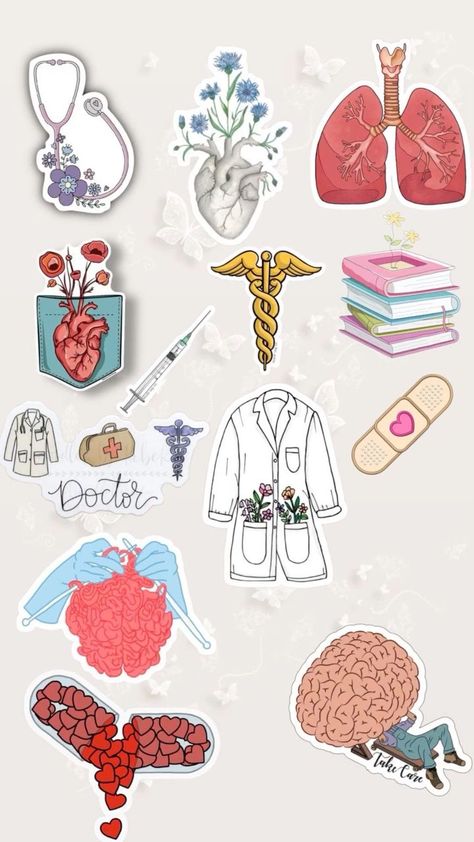 Nursing Stickers Aesthetic, Cute Medical Stickers, Doctor Stickers Printable, Medical Stickers Aesthetic, Pharmacy Art, Medical Artwork, رسم كاريكاتير, Gift Hacks, Doctor Stickers