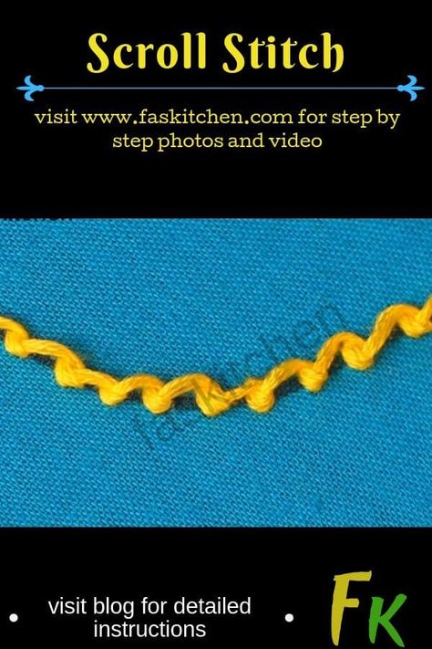 Embroidery Tutorial Step By Step, Scroll Stitch, Coral Stitch, Embroidery Edging, Thread Up, Dmc Embroidery Floss, Hand Embroidery Tutorial, Embroidery Tutorial, Hand Embroidery Stitches