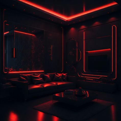 Demon Room Aesthetic, Red Room Aesthetic 50 Shades, Red Black Room Aesthetic, Black Red Room, Red Room 50 Shades Diy, Black And Red Room, Red And Black Room, Red Lights Bedroom, Red Room 50 Shades