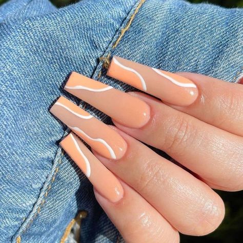 Acrylic Nails Coffin Ombre, Peach Acrylic Nails, Pink French Nails, Daily Nails, Makeup Nails Designs, Peach Nails, Classy Acrylic Nails, Glam Nails, Minimalist Nails