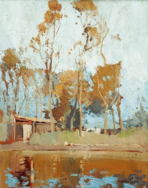 Sydney Long, Long Art, Long Painting, Australian Painting, Boat Shed, Australian Painters, Landscapes Paintings, Scenery Painting, Abstract Landscape Art