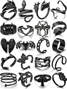 Emo Rings, Black Ring Set, Claw Rings, Emo Jewelry, Y2k Rings, Edgy Jewelry, Claw Ring, Y2k Accessories, Gothic Vintage