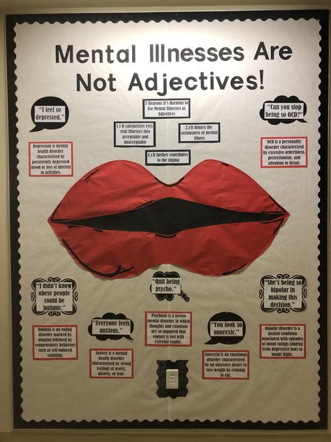 Self Advocacy Bulletin Board, Psychology Bulletin Board, Mental Health Bulletin Board Ideas, High School Counselors Office, Mental Health Bulletin Board, Future Psychologist, Health Classroom, Nurse Bulletin Board, Health Bulletin Boards