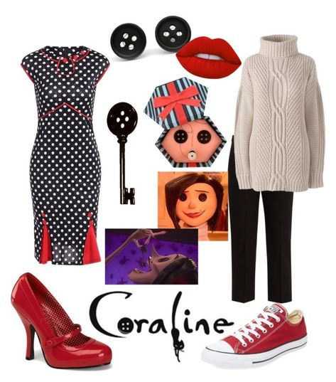 "The Other Mother (Coraline)" by xzombiekillrzx ❤ liked on Polyvore featuring Pinup Couture, Alexander McQueen, Lands' End, Converse, Lime Crime and plus size clothing Coraline And Other Mother Costume, Coraline Family Costume, Coraline Other Mother Costume, Other Mother Coraline Costume, Other Mother Costume, Other Mother Coraline, Coraline Halloween Costume, Coraline Costume, Book Characters Dress Up