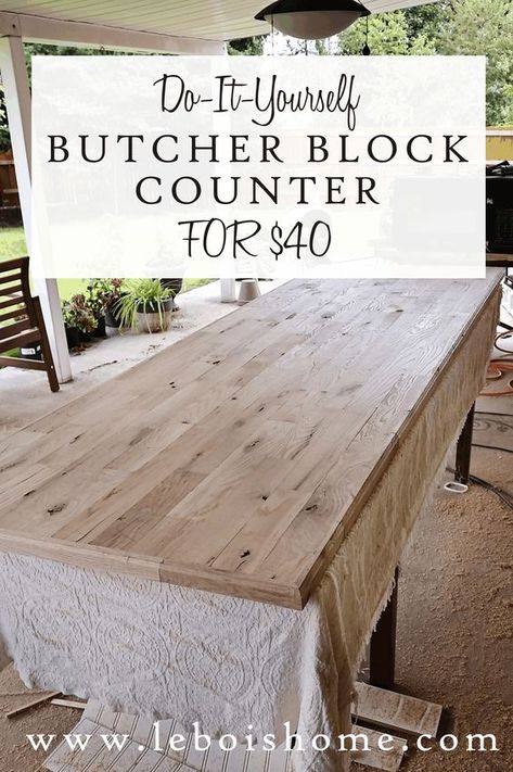 Diy Butcher Block Counter, Diy Butcher Block, Butcher Block Countertop, Butcher Block Counter, Bed Platform, Diy Kitchen Remodel, Organizing Hacks, Kitchen Farmhouse, Butcher Block Countertops